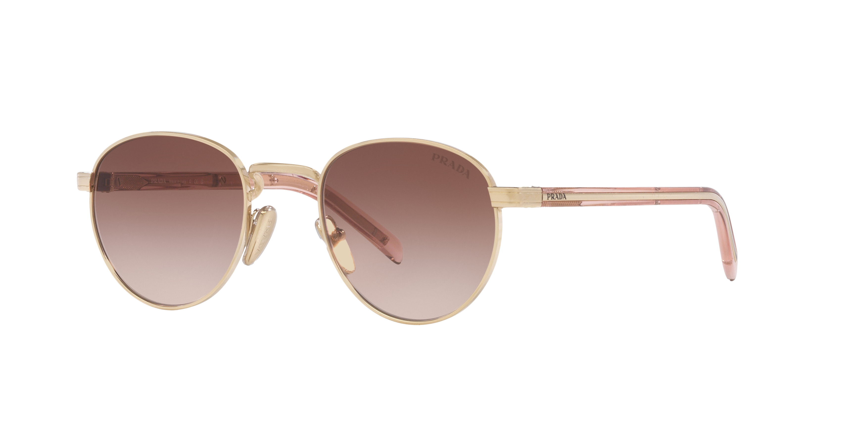 Prada PRB52S ZVN0A6 Sunglasses Pale Gold Round Frame, Brown Gradient Lenses Prada - PR B52S Sunglasses | Specs Collective main image 3