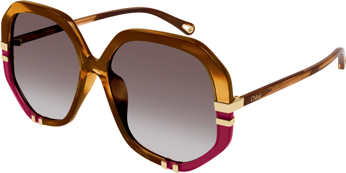 Chloe geometric sunglass CH01055 002 black Havana 58mm 105 Chloe CH 0104S Plastic Womens Flat-top Sunglasses Havana  main image 3