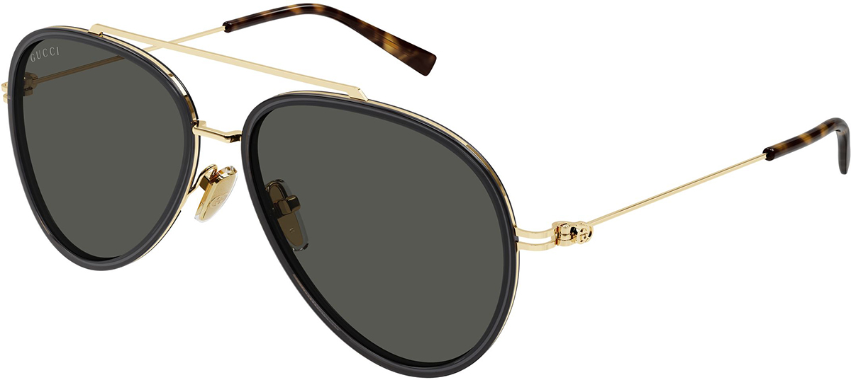 Gucci GG1698S-001 Black aviator Ladies Sunglasses Gucci Sunglasses GG1698S 001 Shiny Solid Black - eye-oo.com main image 2