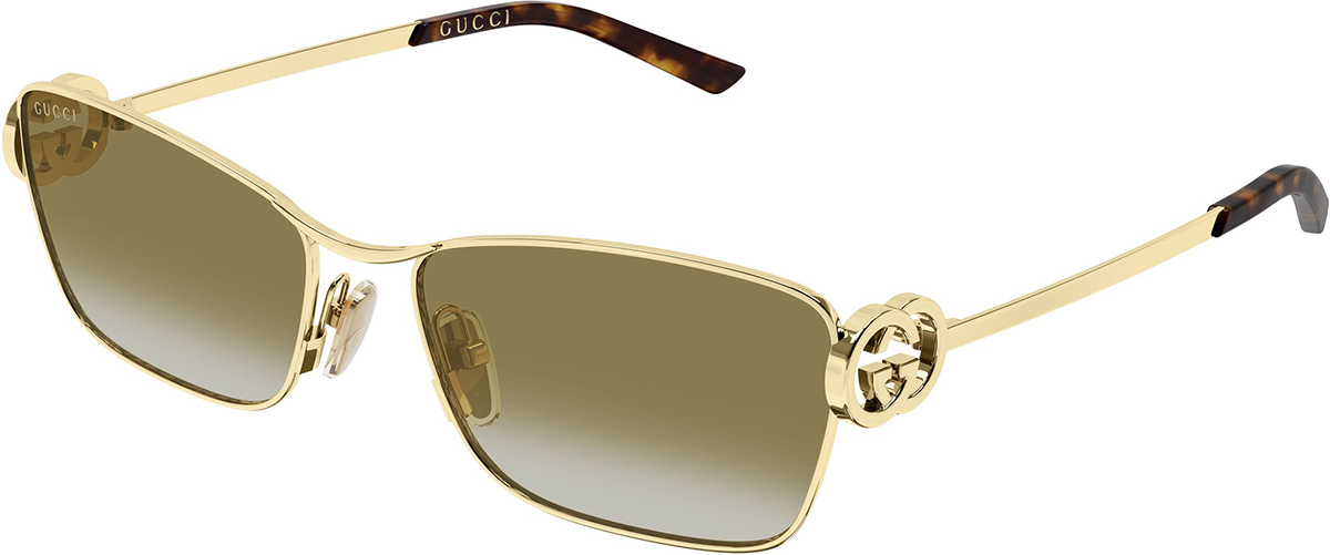 Gucci Sunglasses GG1278S-005-55 New with tags Gucci GG1278S 005 Unisex Rectangle Sunglasses in Gold with  main image 2