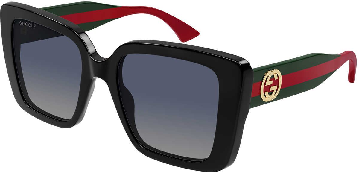 Gucci GG1975S 001 Sunglasses Shiny Black Square Frame, Red Gradient Lenses Gucci GG1975S 001 50 Prescription Sunglasses | Glasses Station main image 2