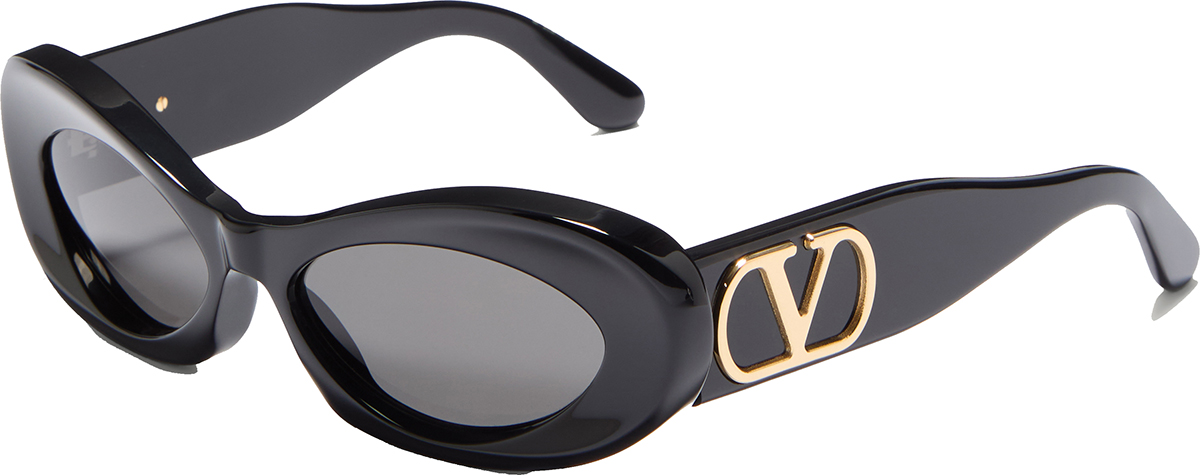 New! Valentino V GOLD III VLS 138A, Chic Black Sunglasses, Authentic Valentino GOLD - III VLS-138A-53 Sunglasses | Shade Station main image 2