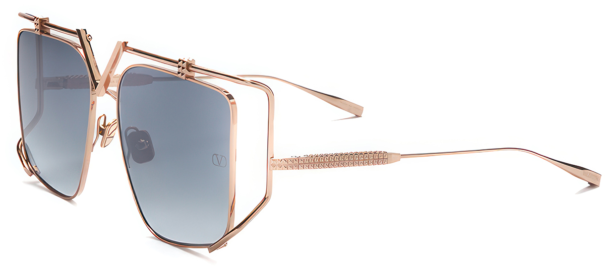 Valentino V-GOLDSHIELD VLS-137B Sunglasses Light Gold Shield Frame, Brown Lenses Valentino Shield Sunglasses for Women | eBay main image 3