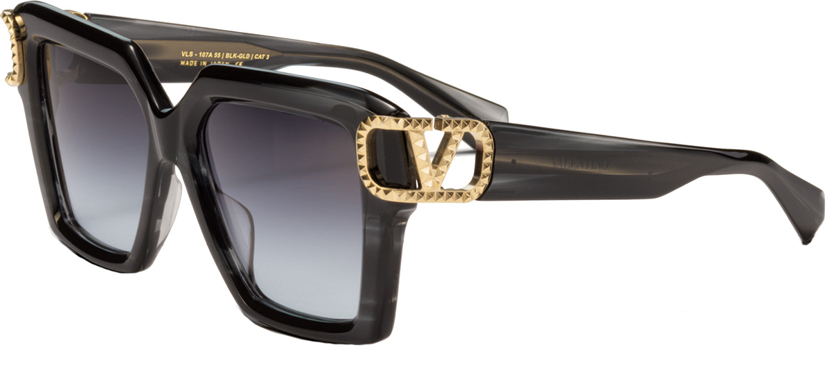 New! Valentino V GOLD III VLS 138A, Chic Black Sunglasses, Authentic Valentino GOLD - III VLS-138A-53 Sunglasses | Shade Station main image 3