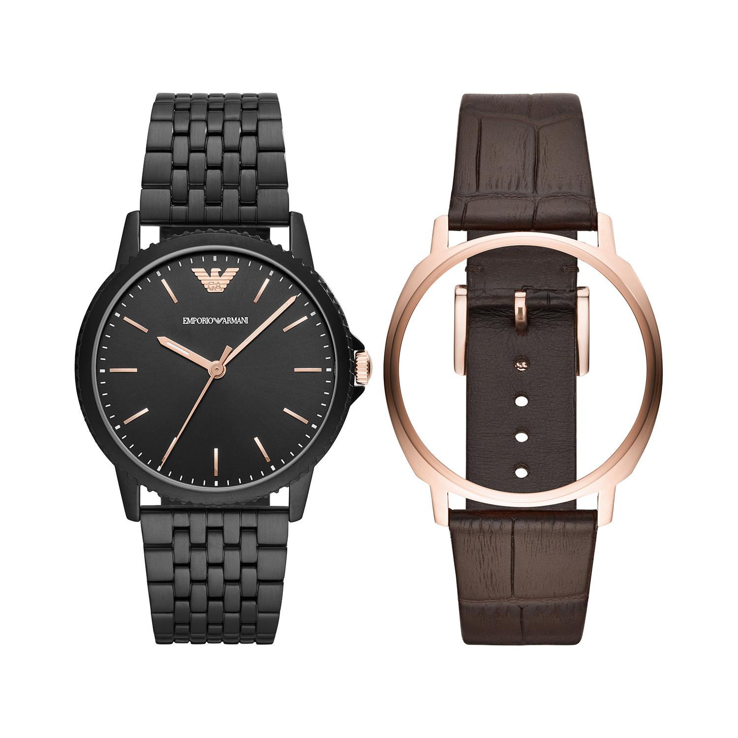 Emporio Armani Black And Rose Gold Watch Emporio Armani