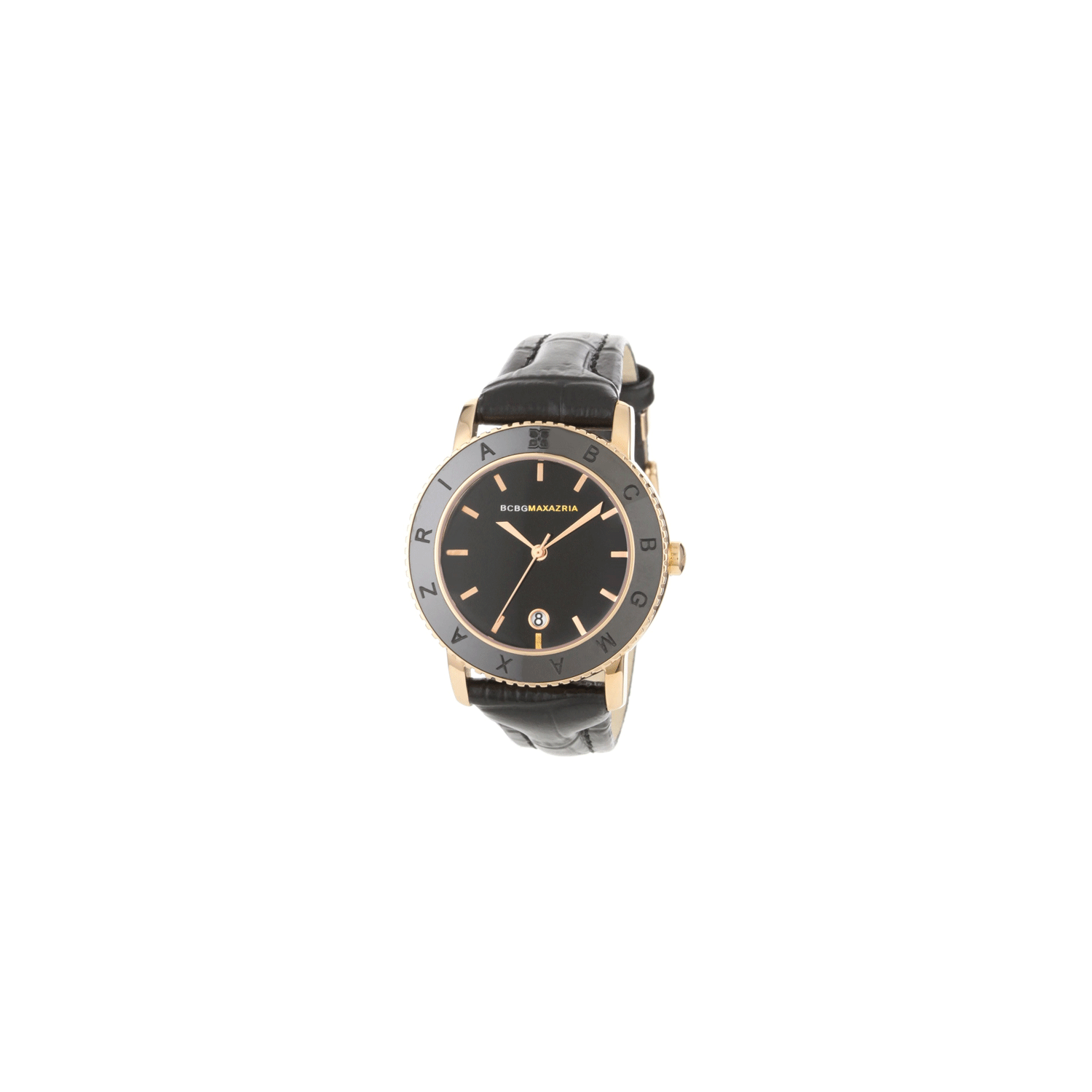 BCBGMAXAZRIA Women\'s Black Leather Strap Watch with Gold Accents New BCBG Max Azria Women main image 2