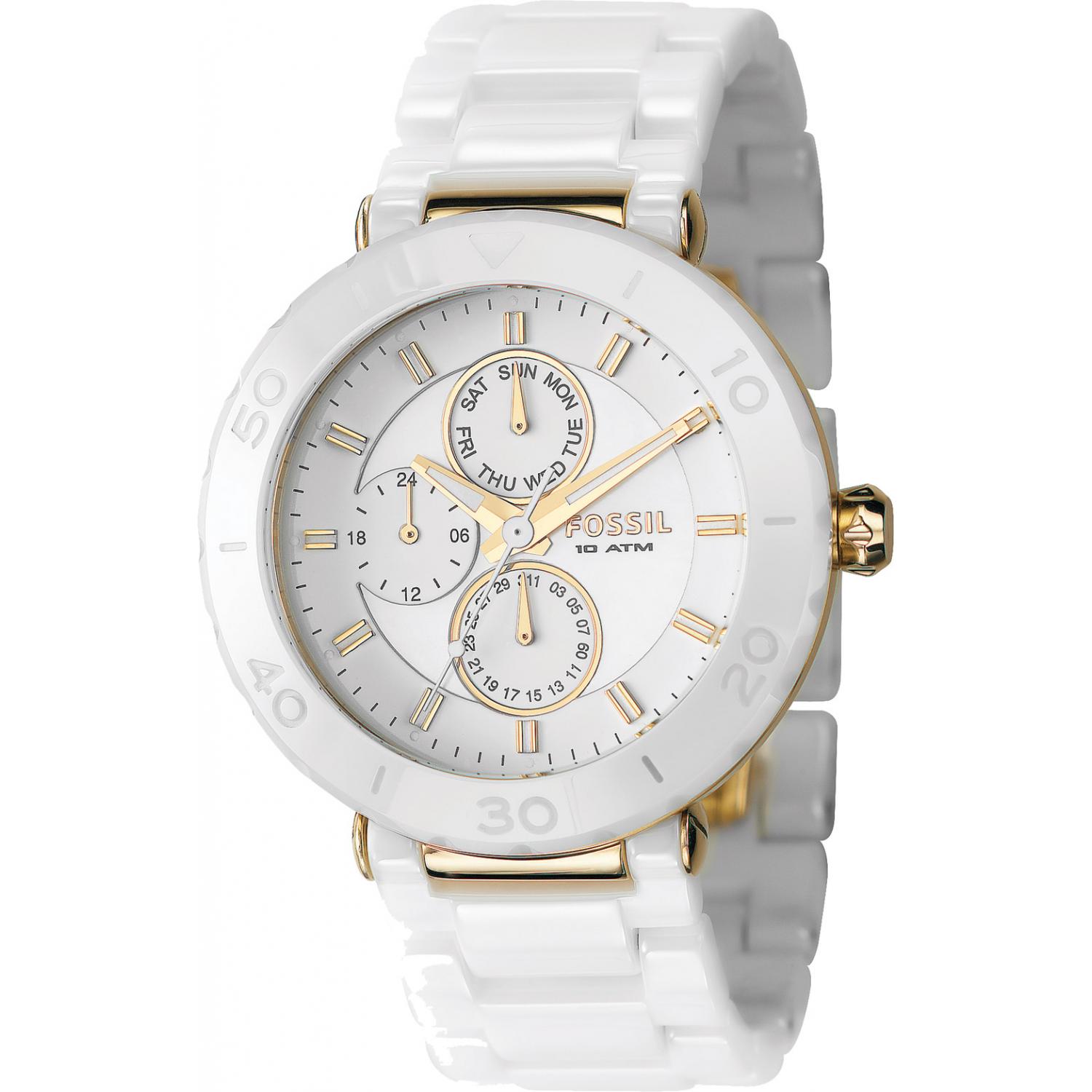 White ceramic watch fossil hot sale
