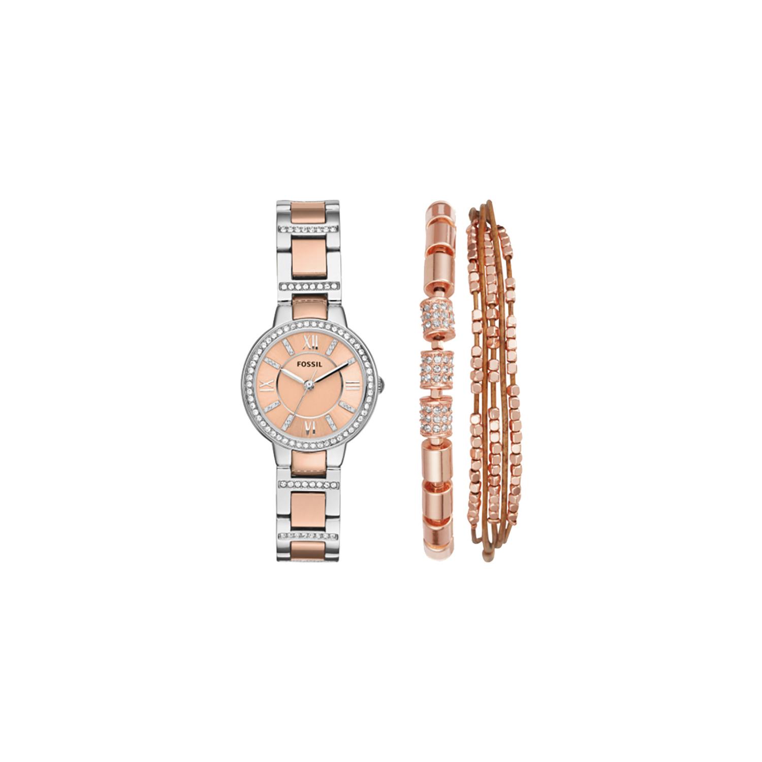 Fossil virginia clearance rose gold watch