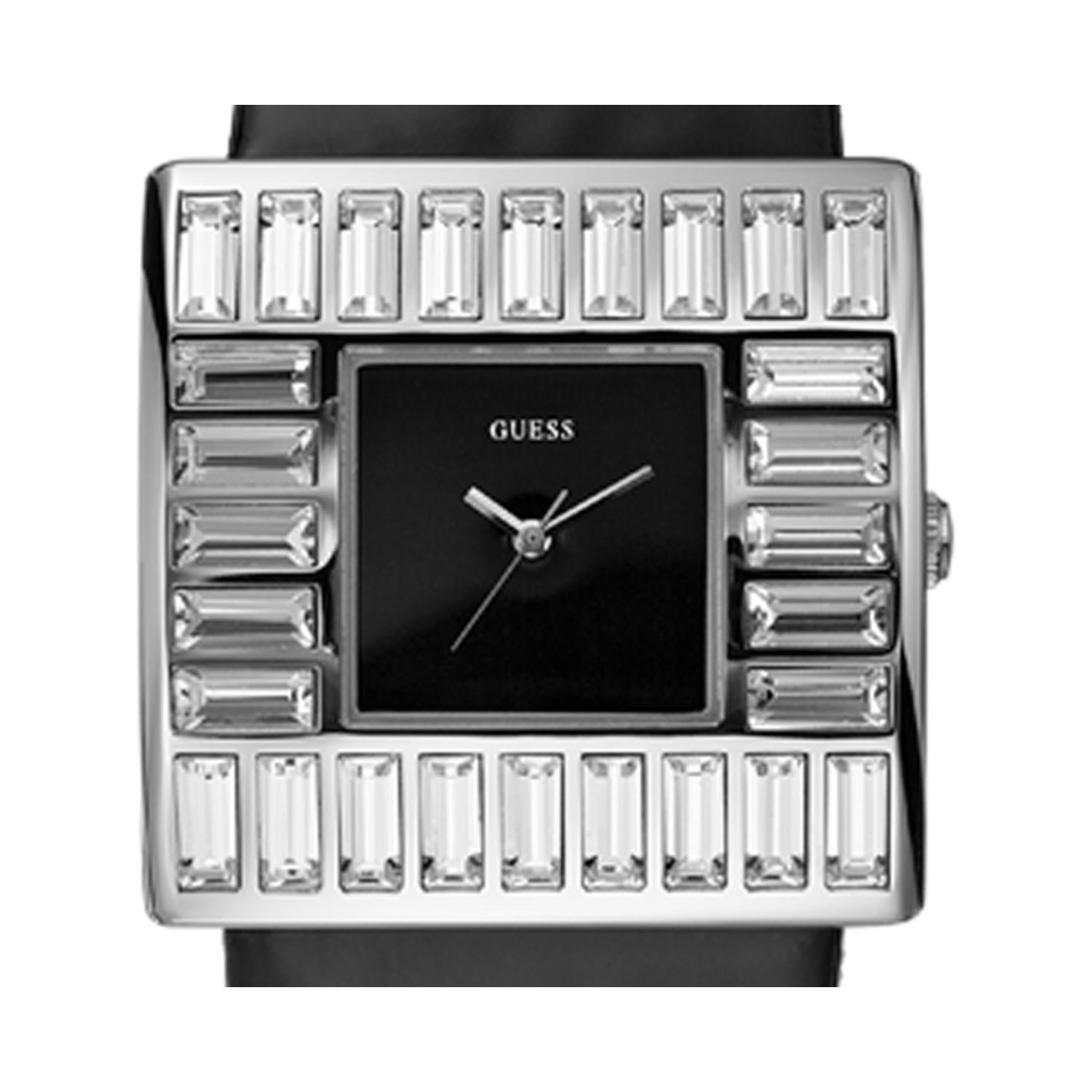GUESS MARTINI CRYSTAL ACCENTED SILVER LEATHER WATCH W11524L1 W0286L1 mm Silver Steel Bracelet & Case Mineral Women main image 3