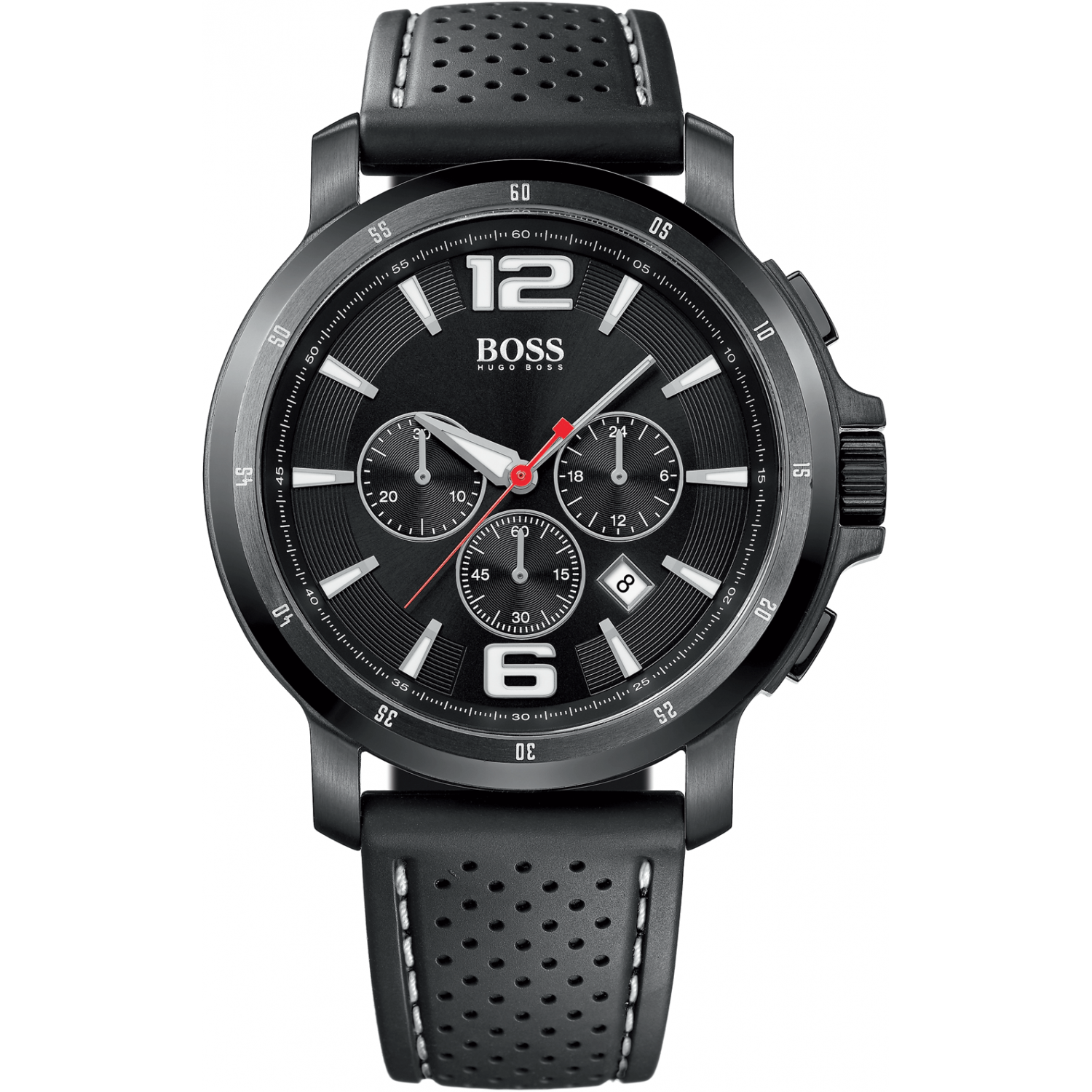 Hugo boss black & red leather chronograph watch on sale