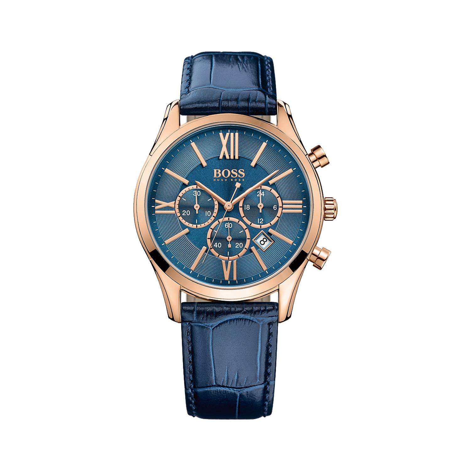 Gold and blue hugo boss watch deals