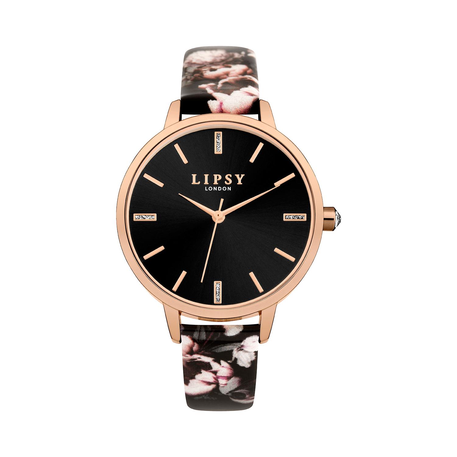 Lipsy floral sale leather strap watch