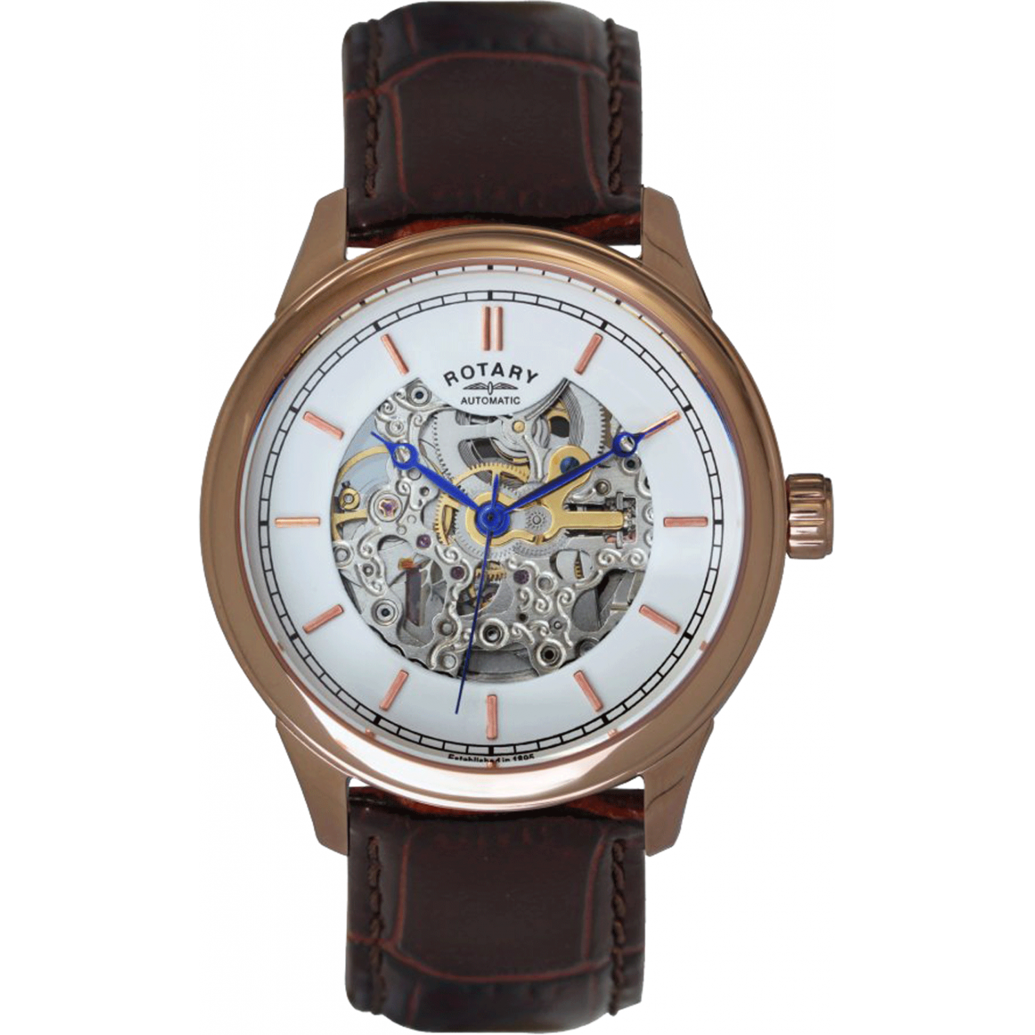 Skeleton rotary watch deals