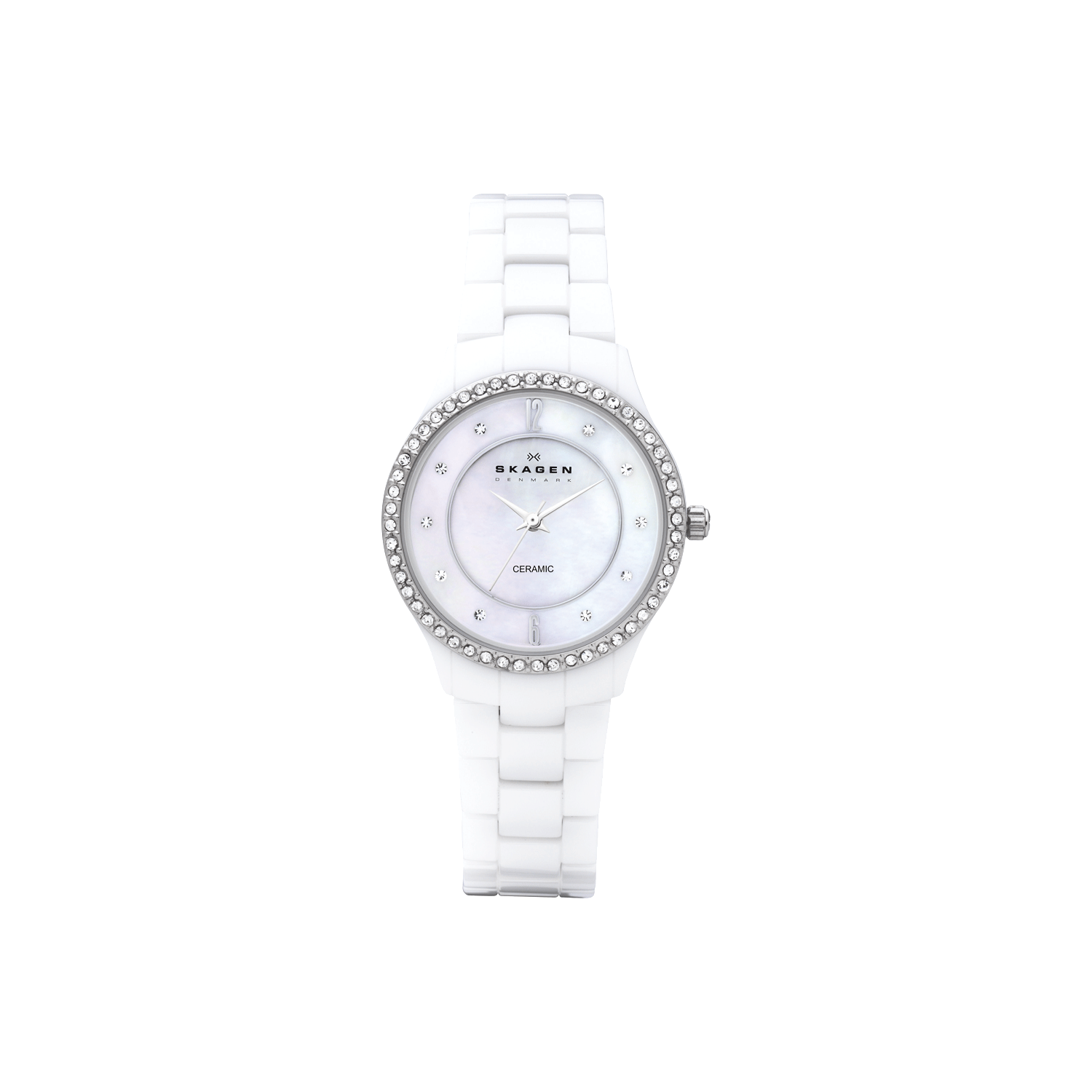 Skagen white ceramic watch top