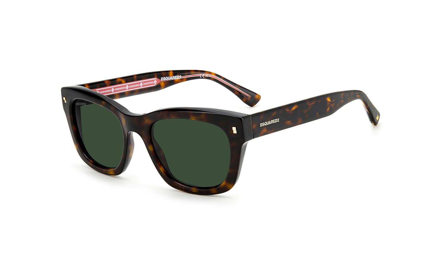 Lunettes De Soleil Dsquared2 D2 0012/S 086 – Monture Havana, Verres Verts, Acétate, Unisexe