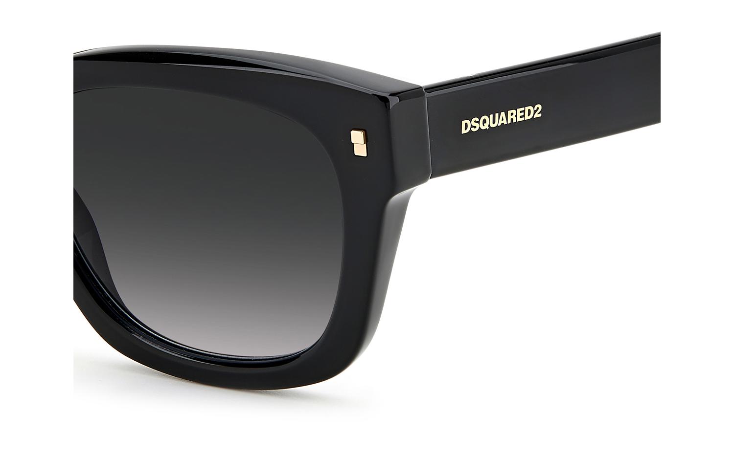 Lunettes De Soleil Dsquared2 D2 0012/S - Monture Noire Carrée Acétate, Verres Gris, Neuf Avec étiquette