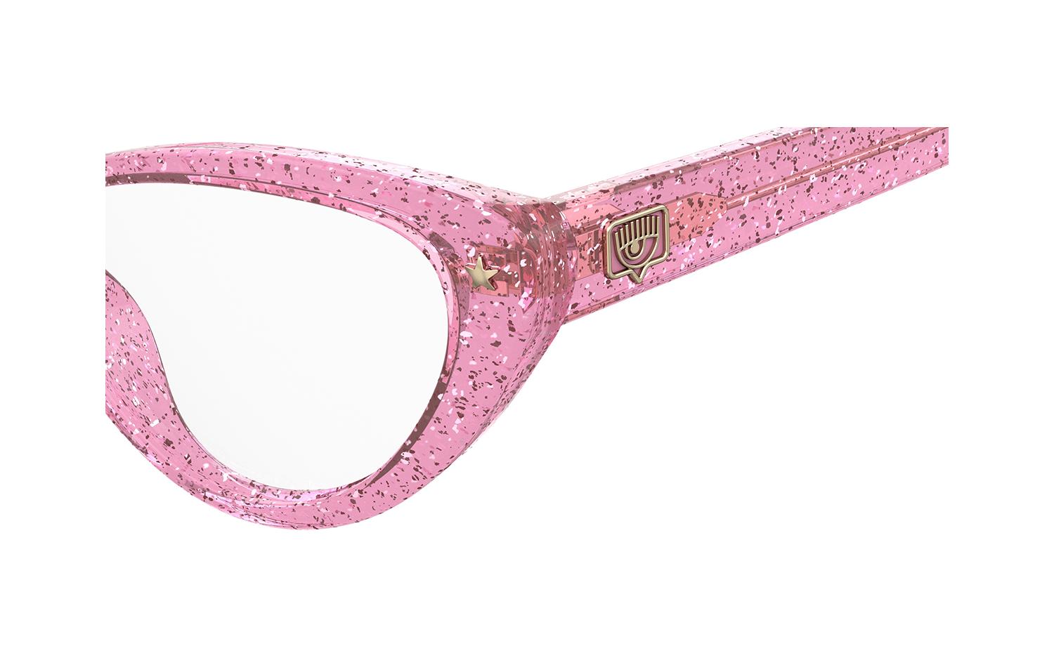 Lunettes De Soleil CHIARA FERRAGNI CF 7013/S - Paillettes Roses & Gris - Modèle Femme - Style Rectangulaire