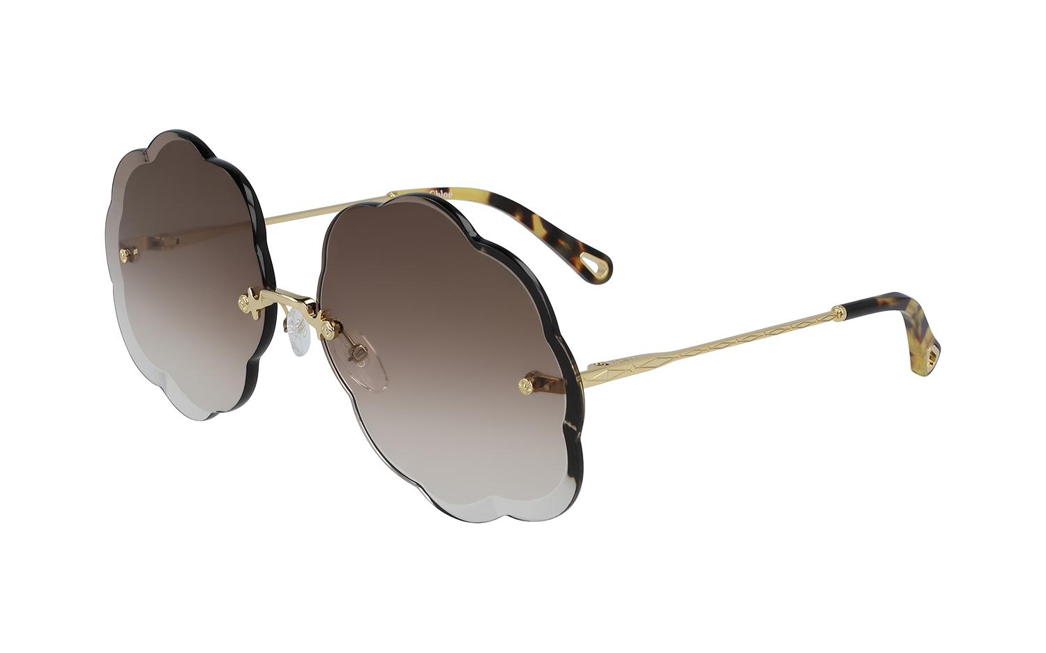 Lunettes De Soleil Chloé CE156S-826 - Monture Or Sans Contour, Verres Verts | Neuf Avec étiquette