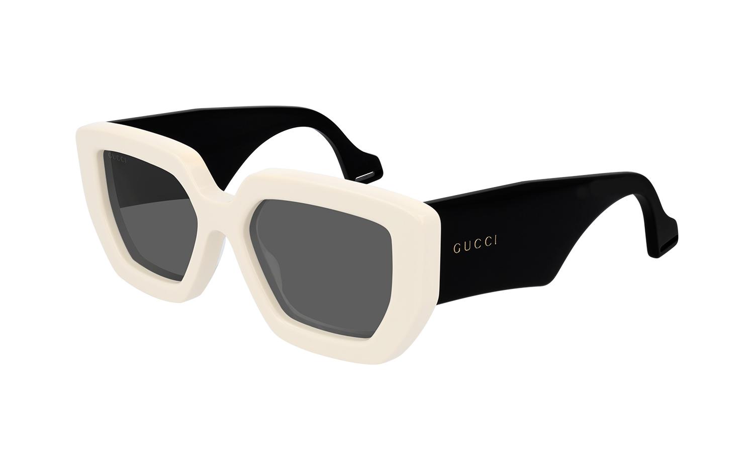 ?Authentic Gucci GG0630S 001 55 Ladies Sunglasses GUCCI 0630 Ivory Black Logo Oversized Chunky Unisex Gg0630s  main image 2