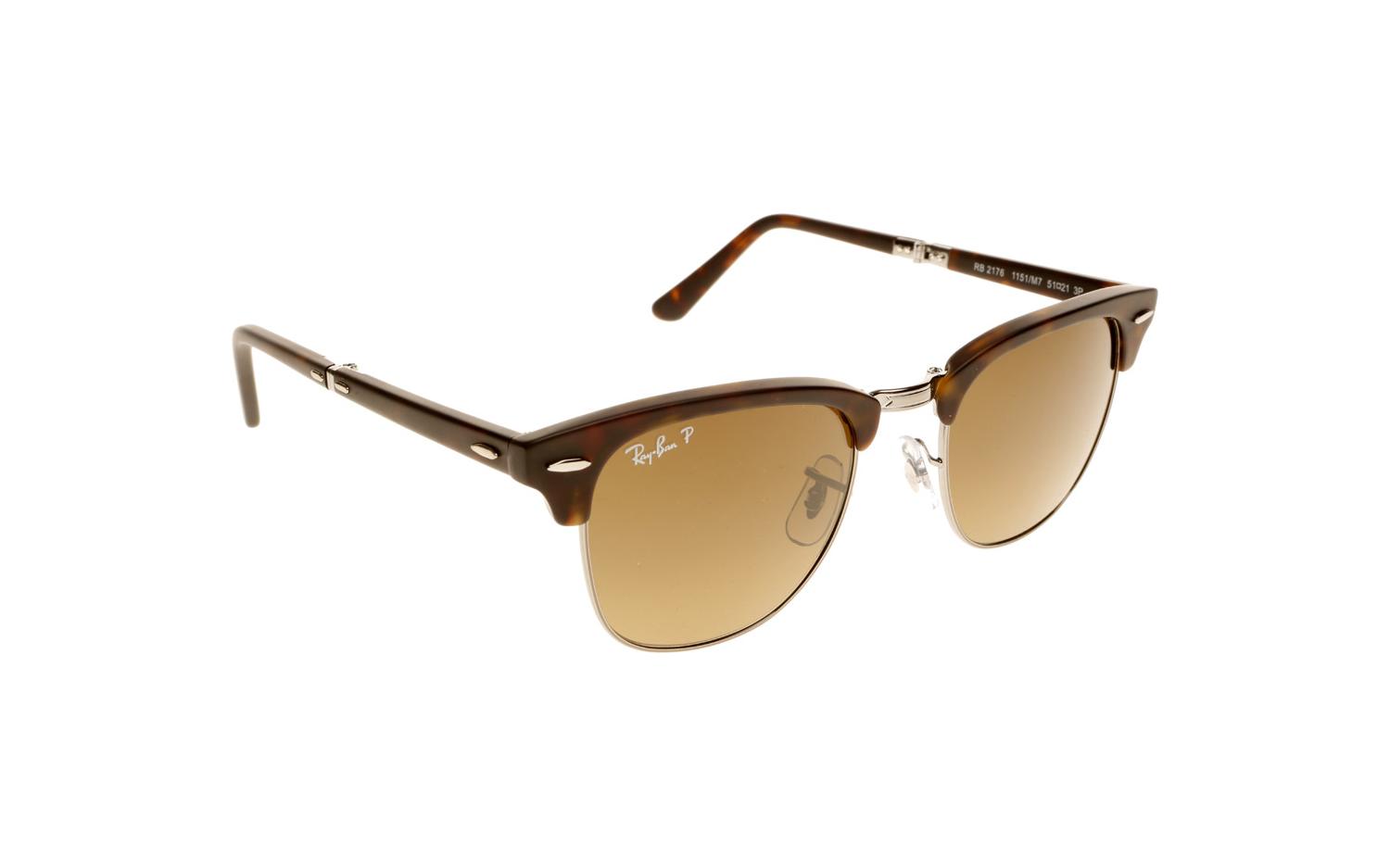 Ray Ban Folding Clubmaster RB2176 1151 M7 Sunglasses Shade Station