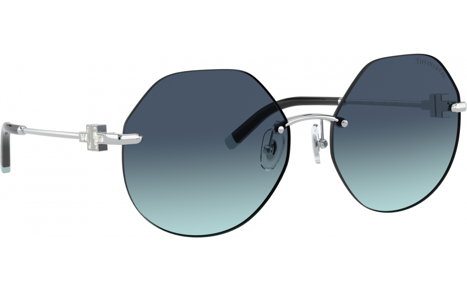 Tiffany & Co. TF3077 Rimless Geometric Sunglasses Tiffany & Co. TF3077 XL (60 - 17) with Blue lenses and Red  main image 3