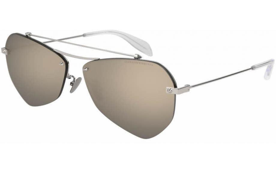 Alexander McQueen UNISEX AM0121SA Sunglasses Alexander McQueen AM0121SA - 001 Ruthenium | Geometric  main image 3