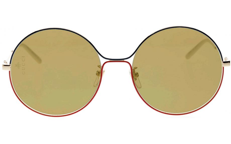 GUCCI GG0395S Oversize 70s Round Sunglasses Gold Blue Red Metal 58-20-140 Gucci Gucci Brown Round Ladies Sunglasses GG0395S 002 58  main image 3