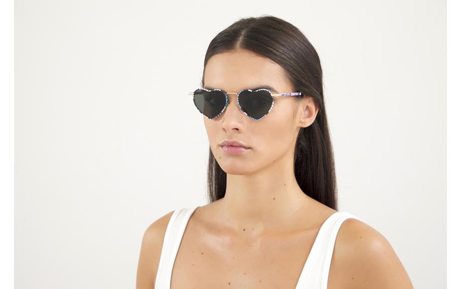 Saint Laurent Geometric Sunglasses SL301 010 51 Saint Laurent SL 301 Loulou Shiny Silver Sunglasses - eye-oo.com main image 3