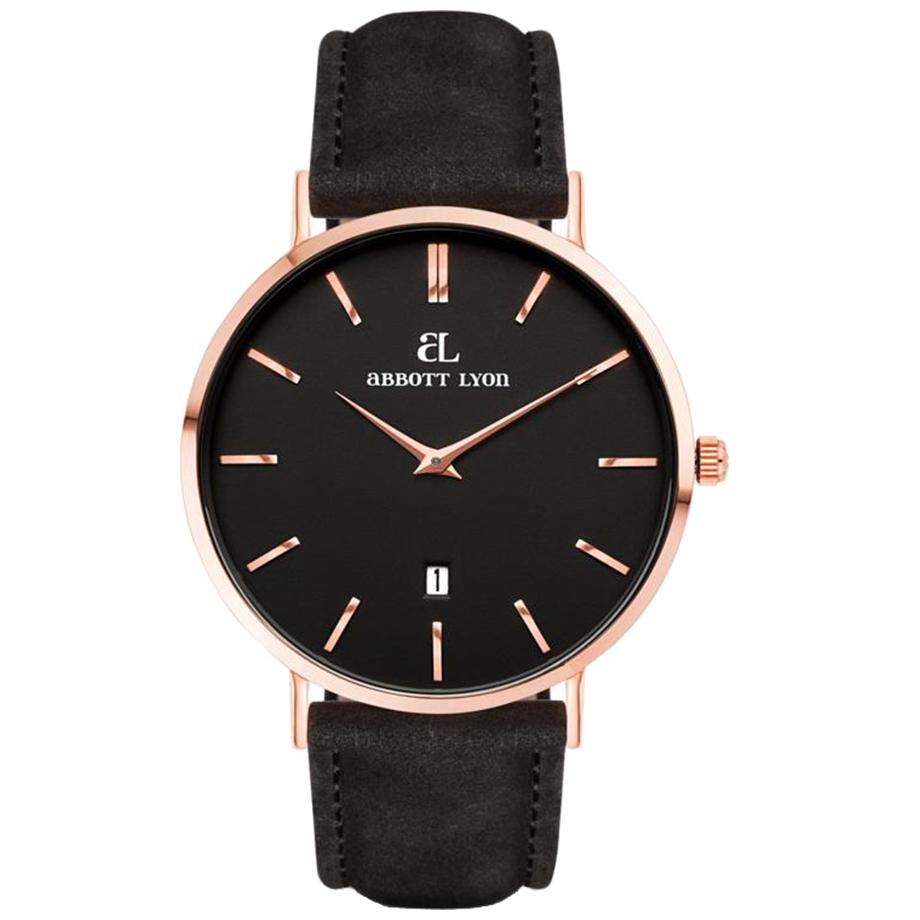 Abbott Lyon Black Leather Kensington 40 B008 Watch Shade Station