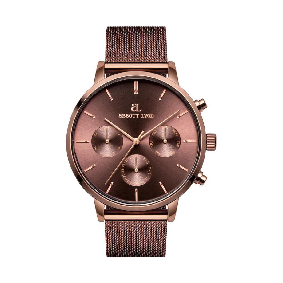 Abbott Lyon The Mocha Chain Nueva (Mocha/Rose Gold) Watch